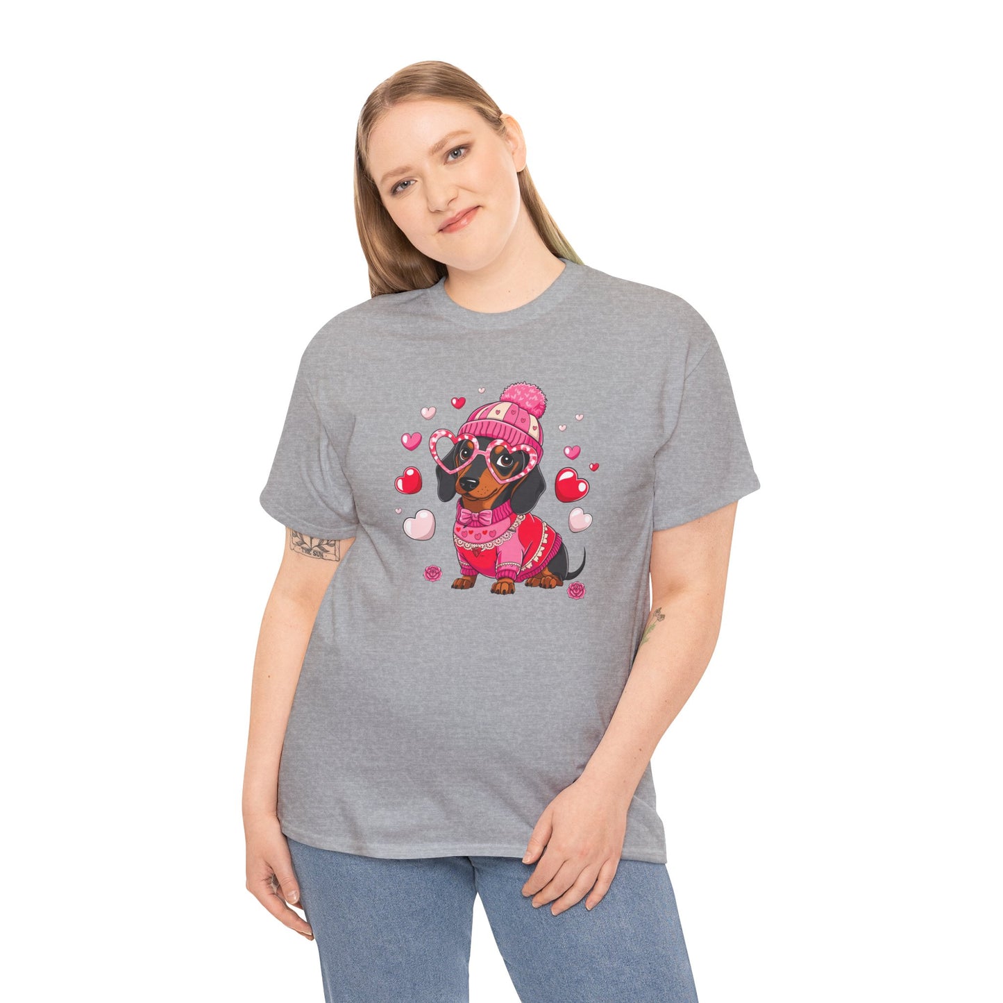 Princess Grace Cute Dachshund Love Graphic Tee Unisex Heavy Cotton Tee