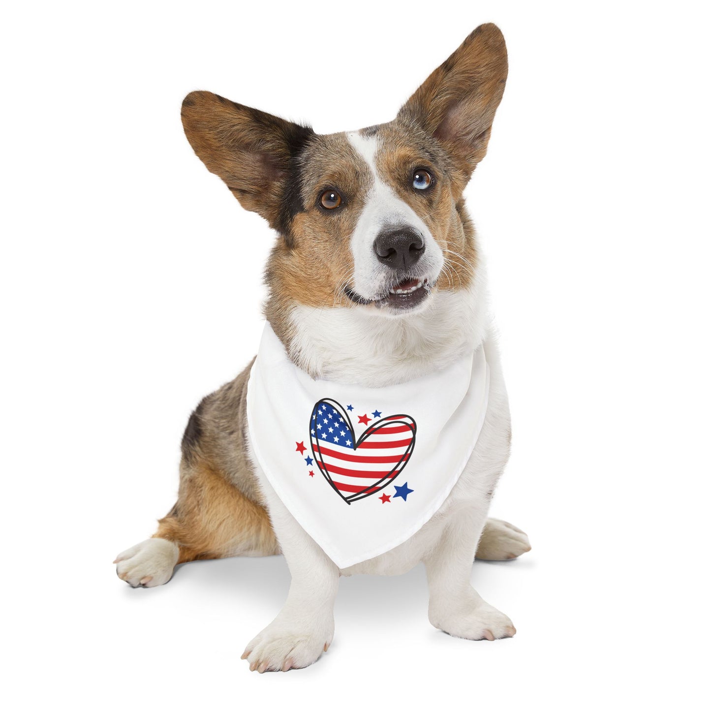 Princess Grace Patriotic Pet Bandana Collar American Heart Design