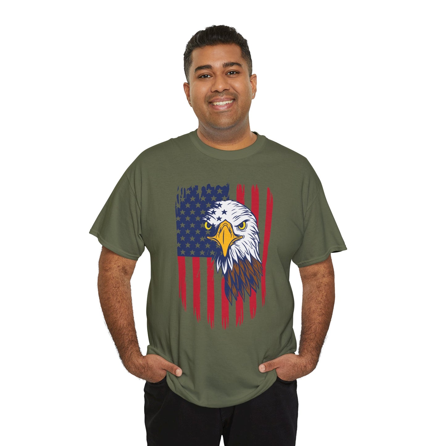 Princess Grace Eagle & American Flag Unisex Heavy Cotton Tee Patriotic Apparel for All Occasions