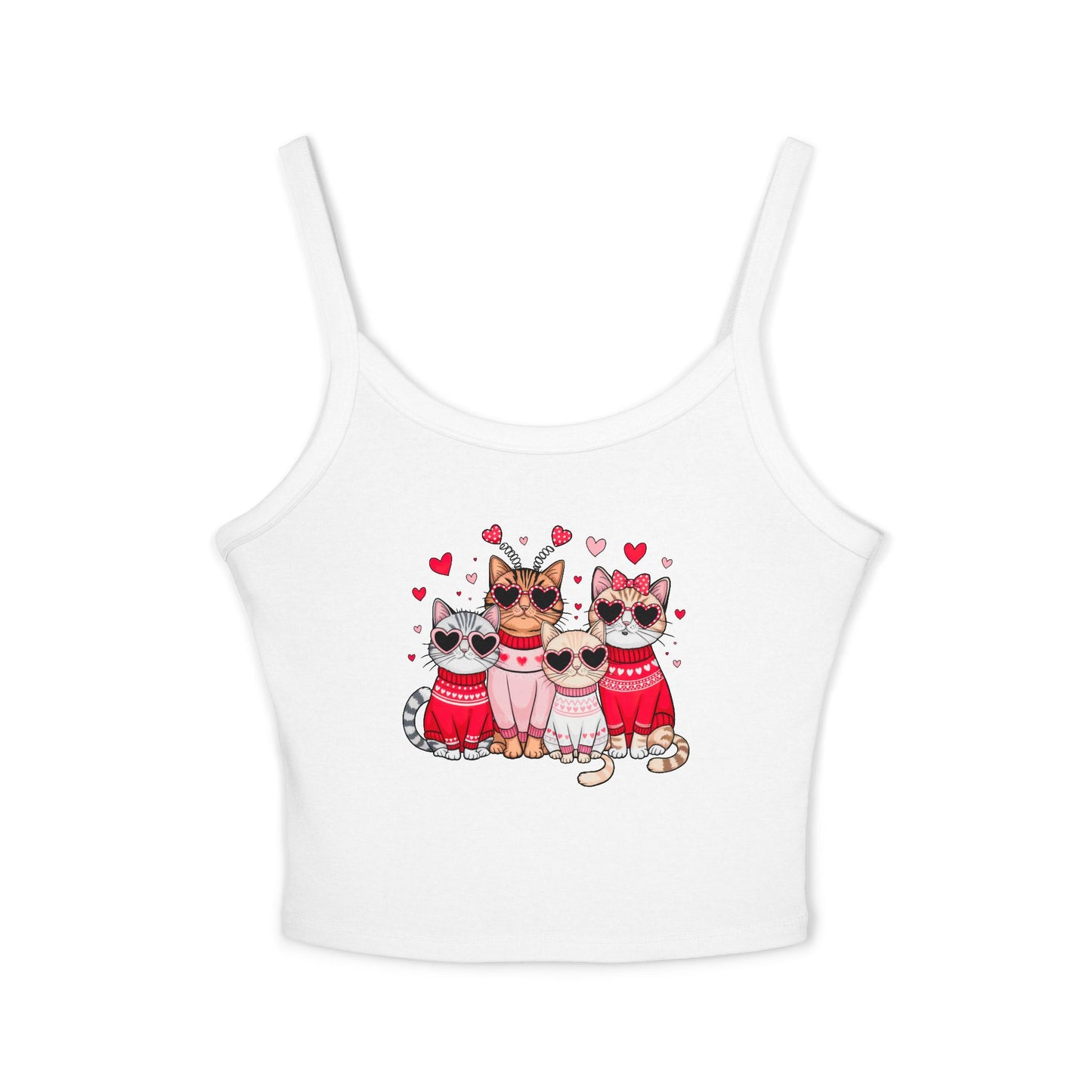 Princess Grace Cute Cats Spaghetti Strap Tank Top Perfect for Cat Lovers