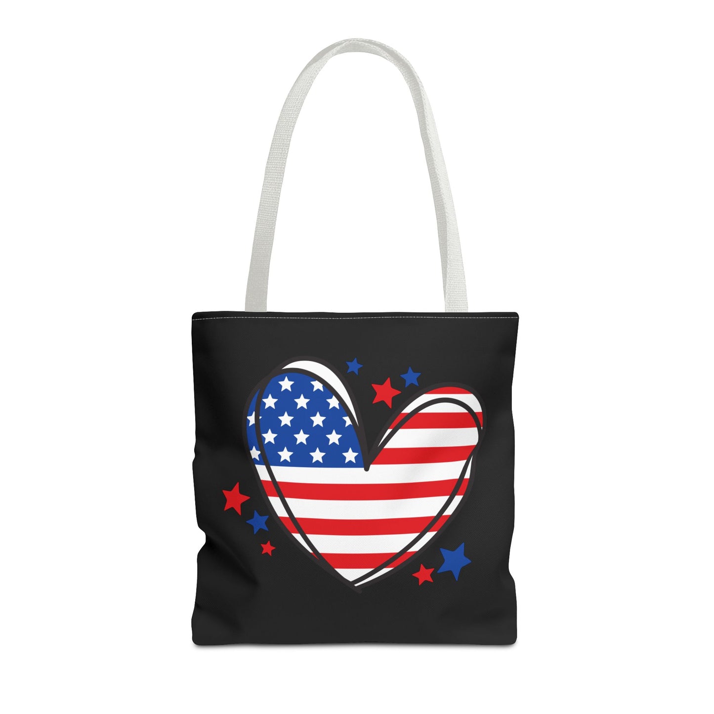 Princess Grace Patriotic Heart Tote Bag USA Flag Design for Holidays & Everyday Use