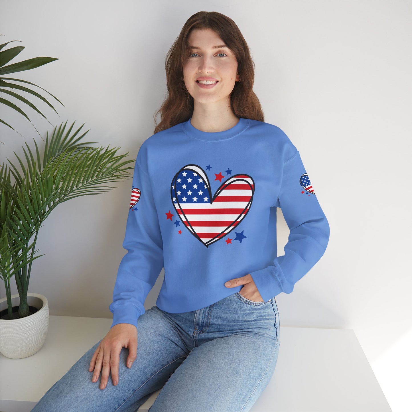 Princess Grace Patriotic Heart Crewneck Sweatshirt