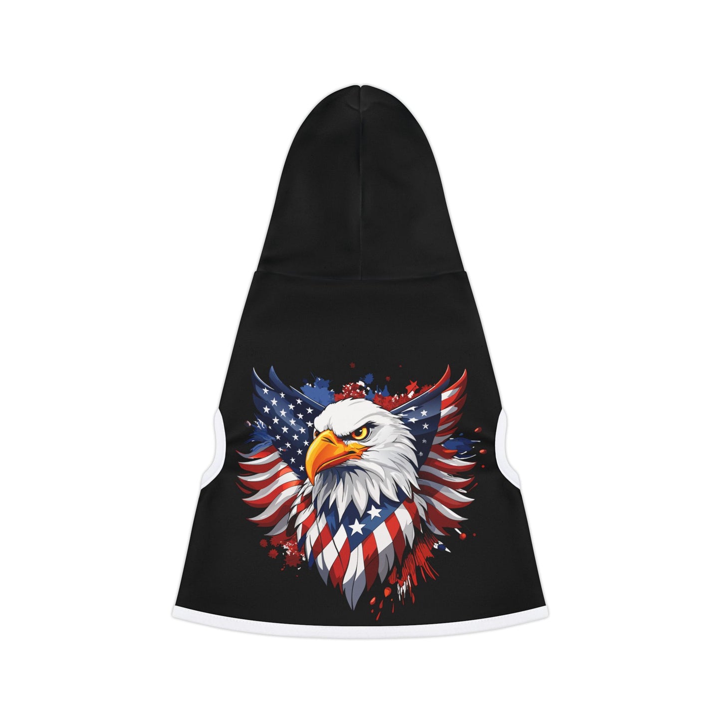 Princess Grace Patriotic Eagle Pet Hoodie Black Hooded Dog Sweater for Celebrations