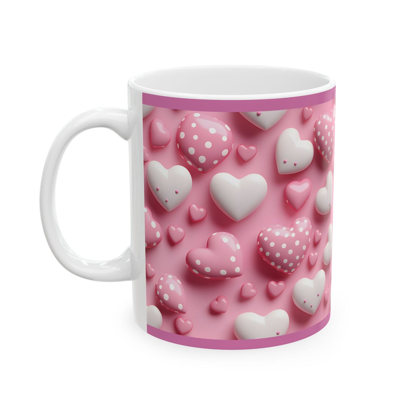 Princess Grace Romantic Heart Pattern Ceramic Mug Perfect for Valentine's Day & Love Celebrations