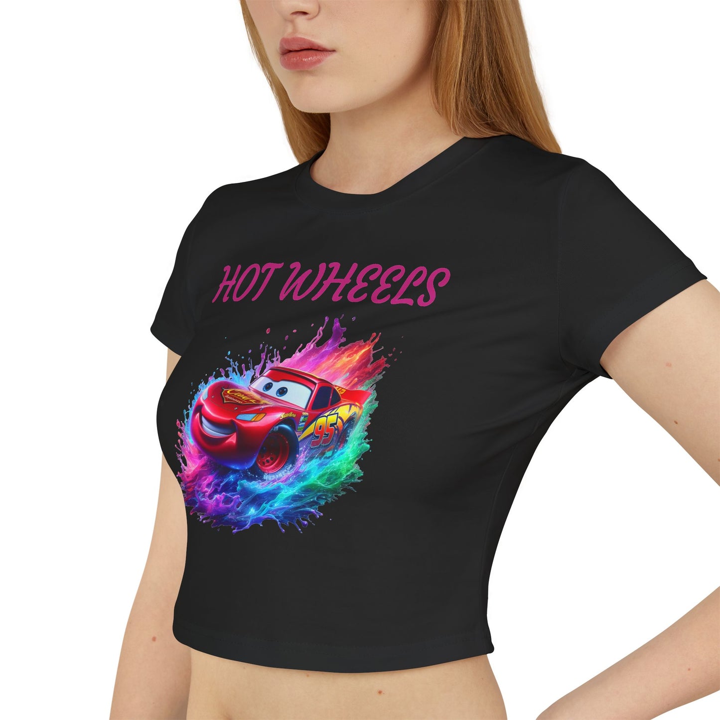 Princess Grace Hot Wheels Women's Baby Tee Colorful Lightning McQueen Shirt