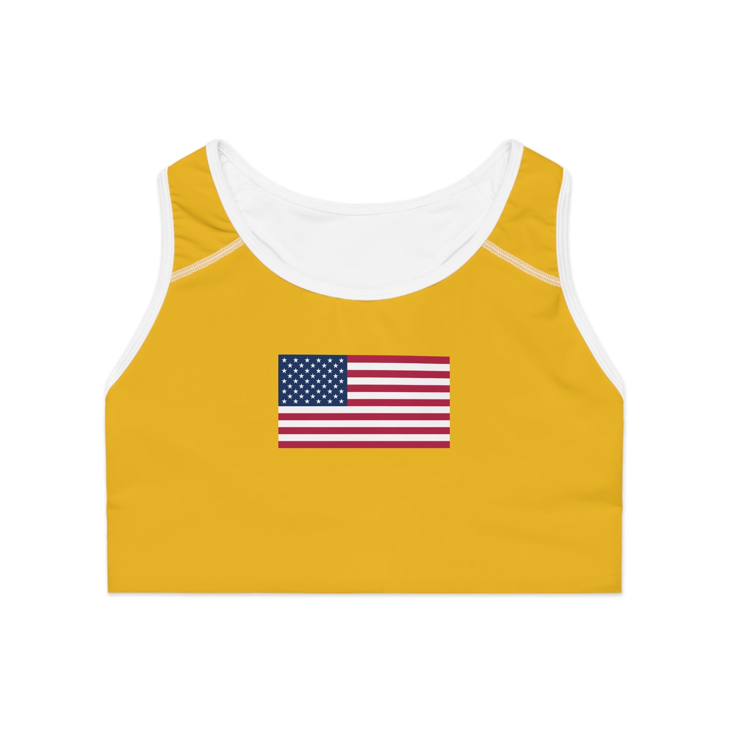 Princess Grace American Flag Sports Bra Perfect for Gym & Patriotism
