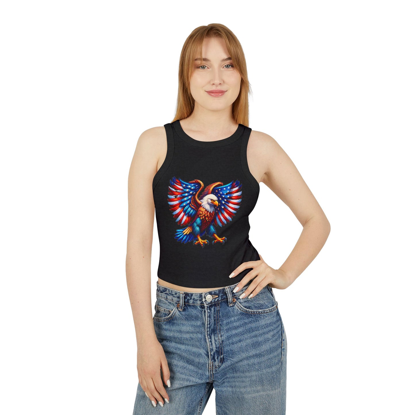 Princess Grace Patriotic Eagle Racer Tank Top for Women