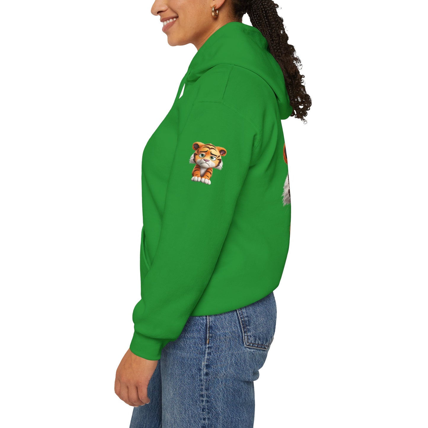 Princess Grace Playful Tiger Graphic Hoodie Unisex Heavy Blend Sweatshirt for Kids and Adults