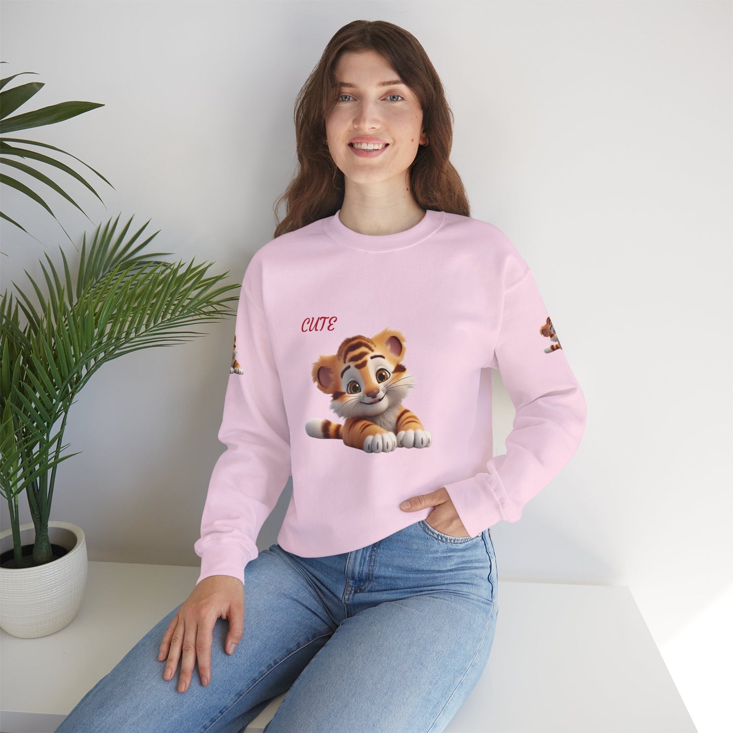 Princess Grace Cute Tiger Graphic Sweatshirt Unisex Heavy Blend Crewneck