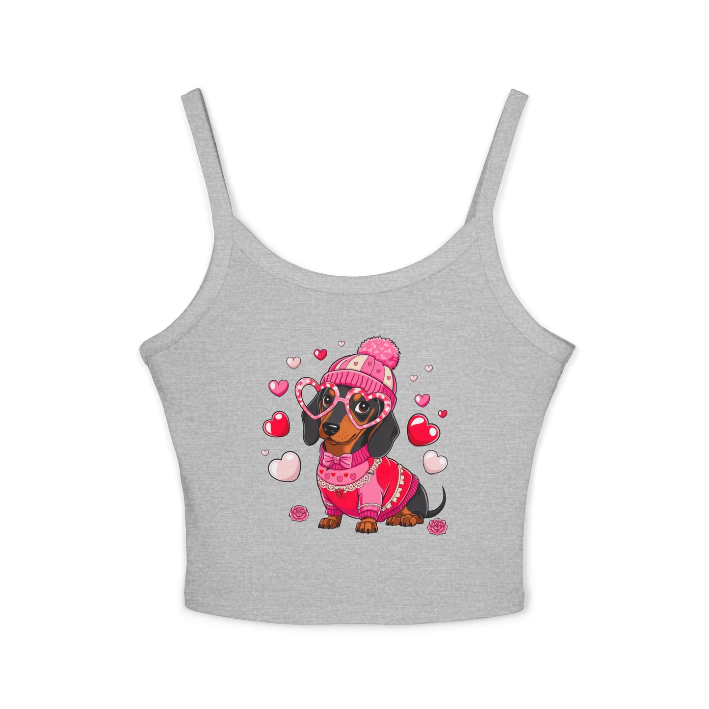 Princess Grace Cute Dachshund Love Women's Spaghetti Strap Tank Top