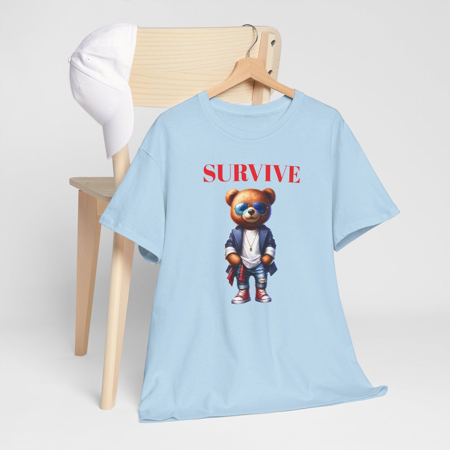 Princess Grace Survive Graphic Unisex Heavy Cotton Tee Trendy Bear Design