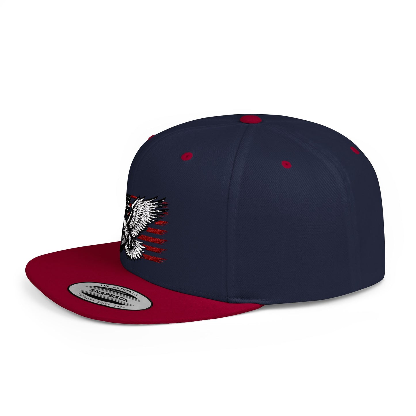 Princess Grace Eagle Embroidered Flat Bill Snapback Hat Patriotic Style for Outdoor Enthusiasts