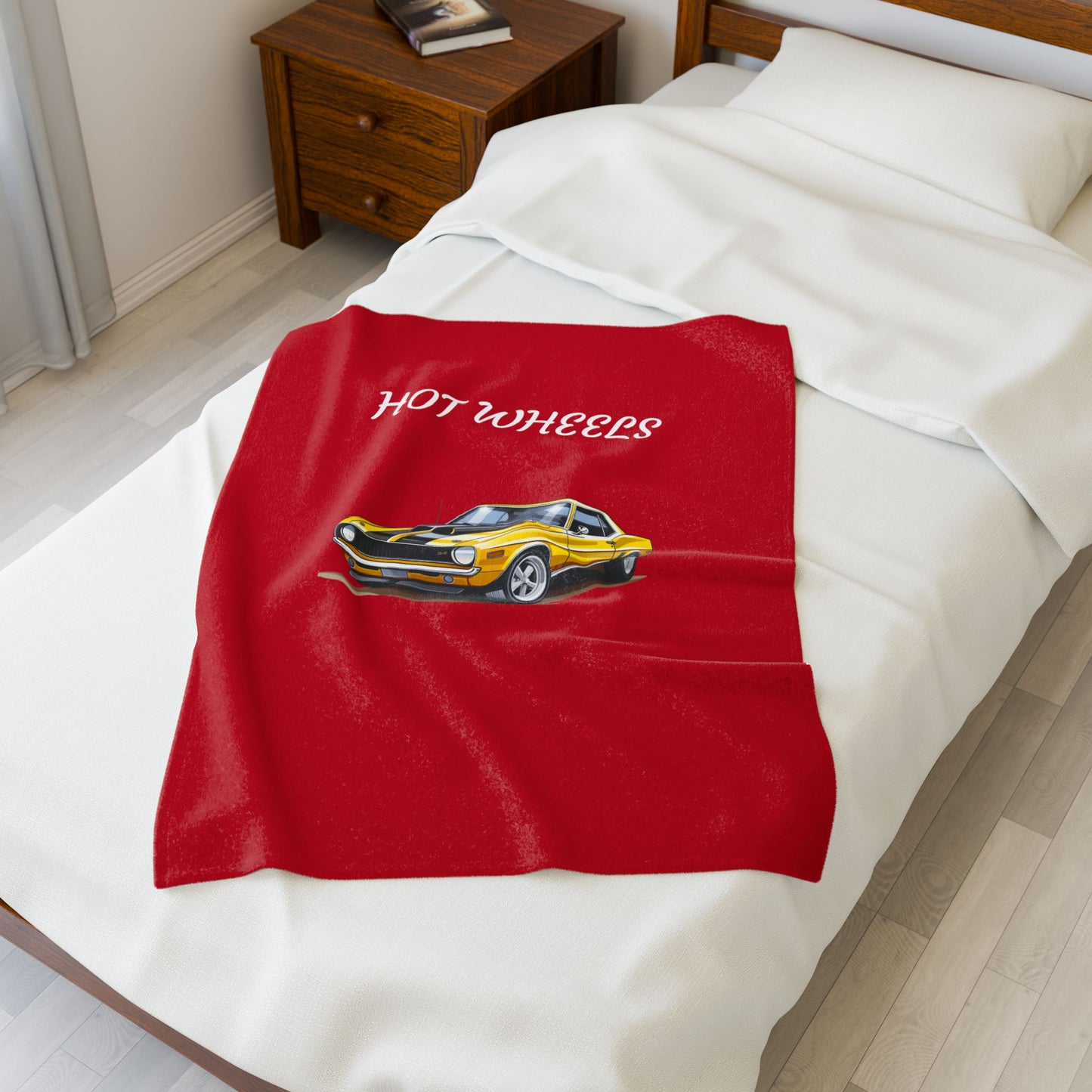 Princess Grace Hot Wheels Velveteen Plush Blanket Cozy Red Car Design for Enthusiasts