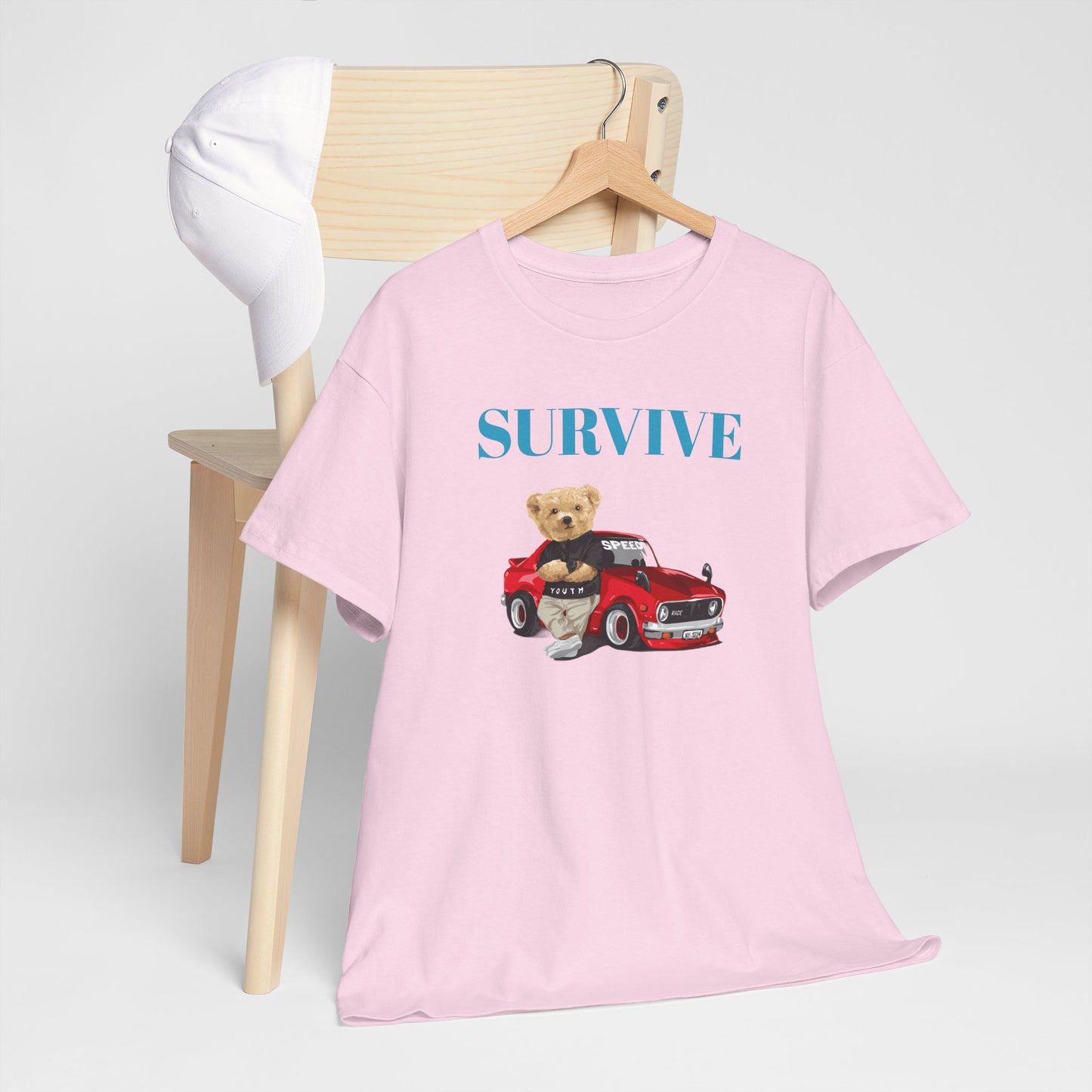 Princess Grace Survive Bear Graphic Unisex Heavy Cotton Tee
