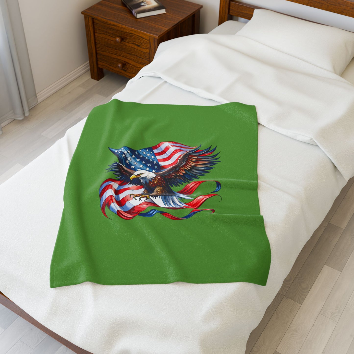 Princess Grace Patriotic Eagle Velveteen Plush Blanket Perfect for Independence Day & Cozy Evenings