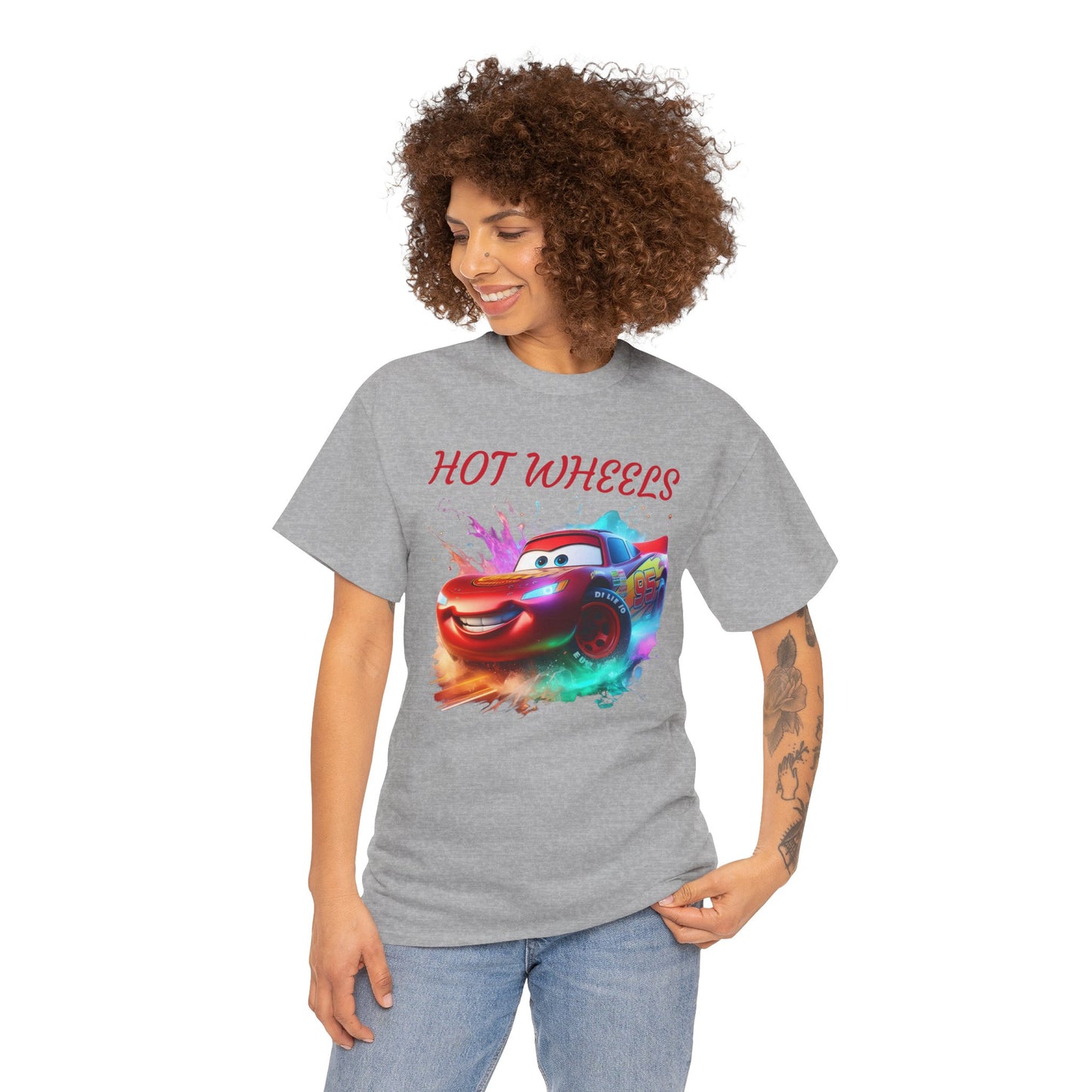 Princess Grace Hot Wheels Unisex Heavy Cotton Tee Fun Car Graphic T-Shirt for Kids and Adults