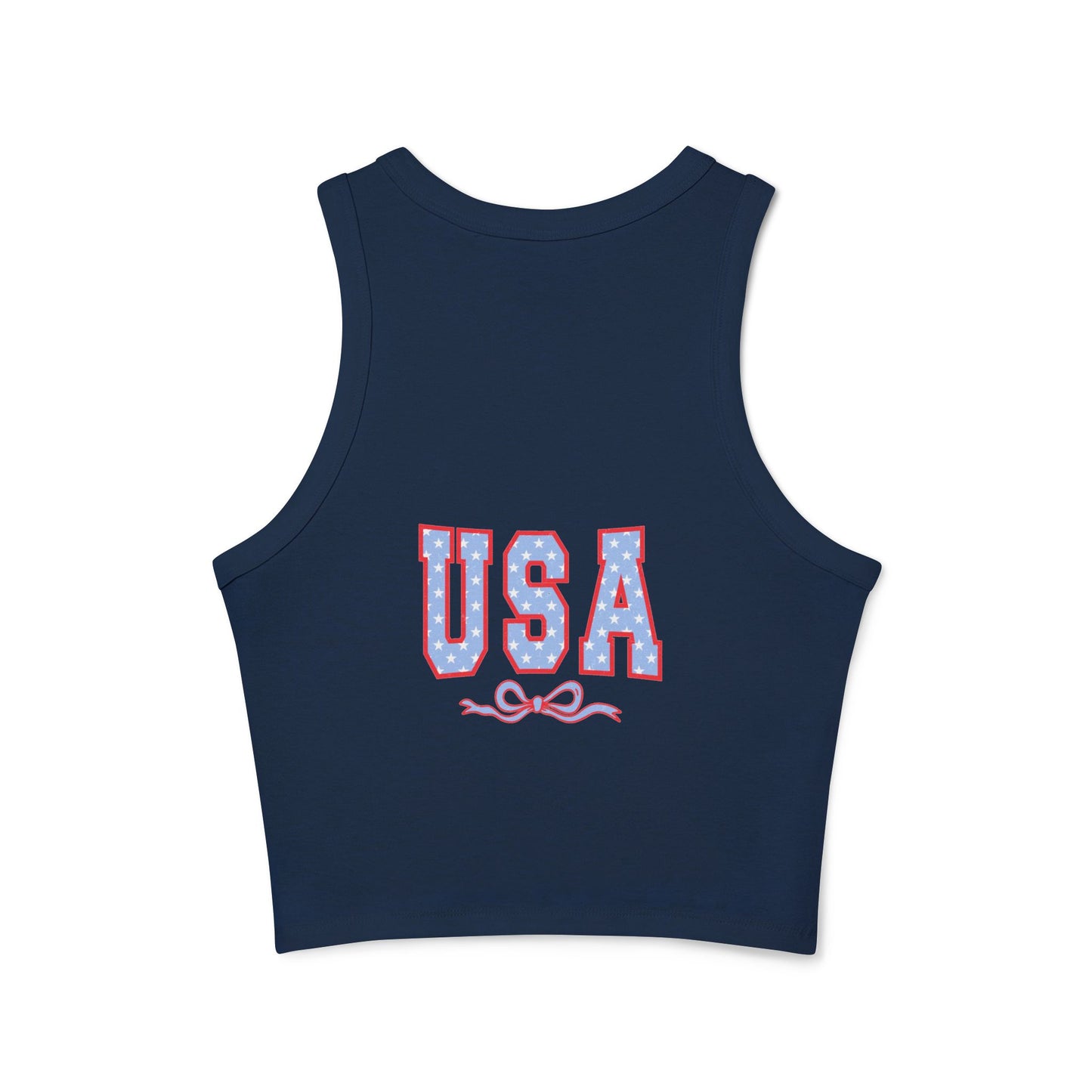 Princess Grace Patriotic USA Micro Rib Racer Tank Top for Women