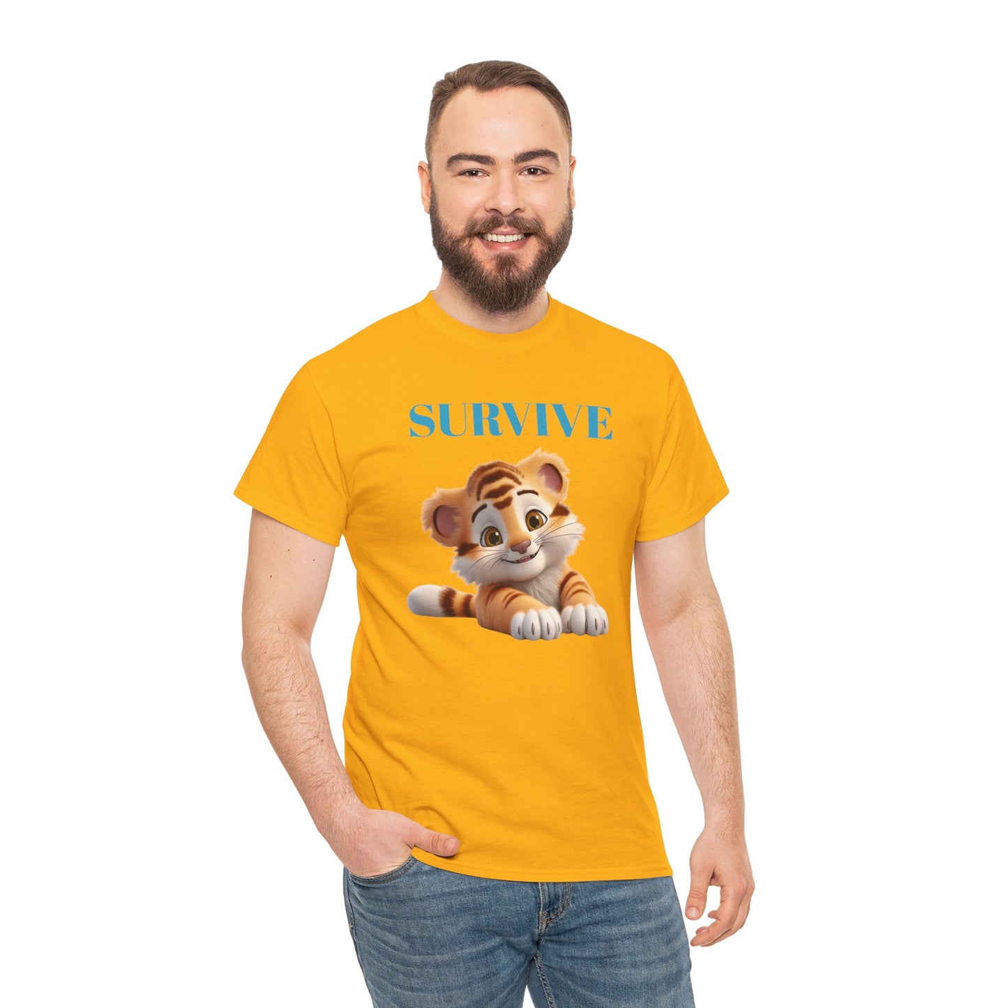 Princess Grace Survive Tiger Unisex Heavy Cotton Tee Cute Animal Graphic
