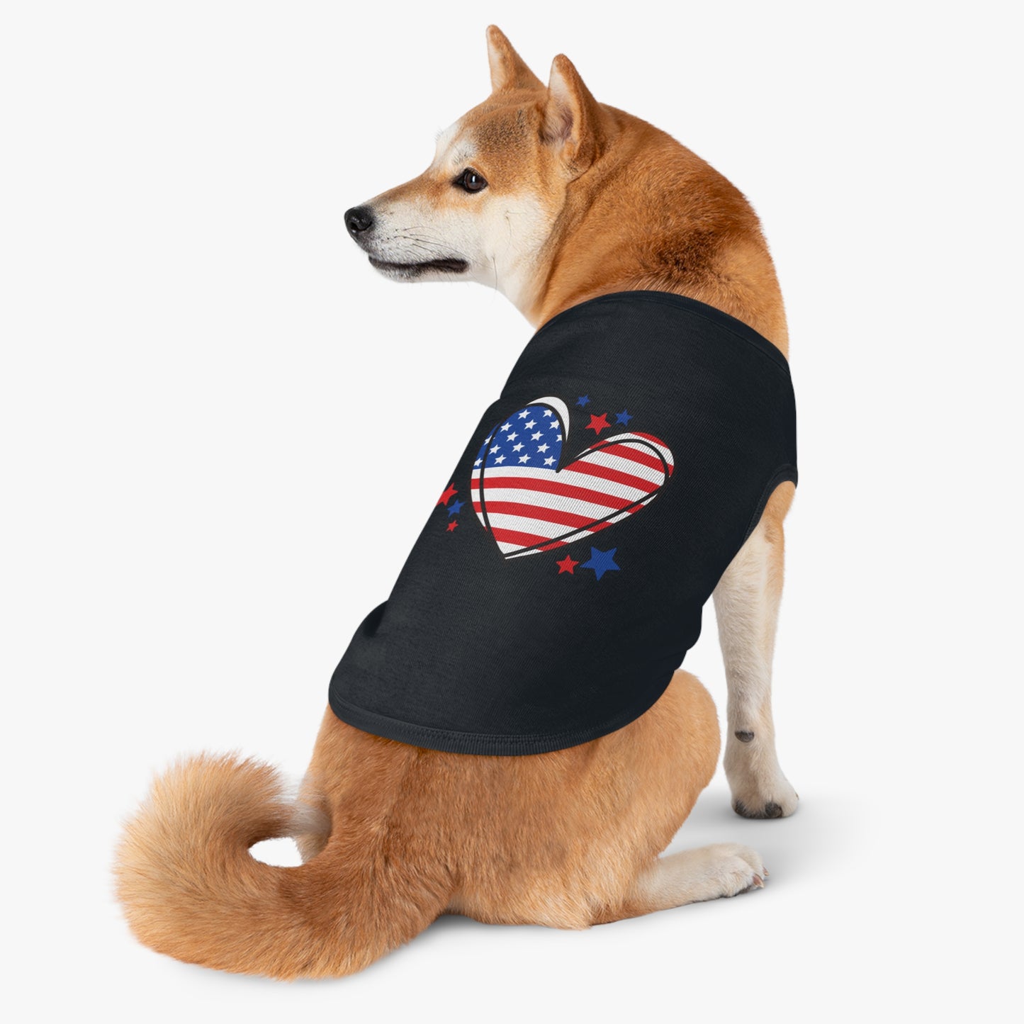 Princess Grace Patriotic Heart Pet Tank Top for Independence Day Celebrations