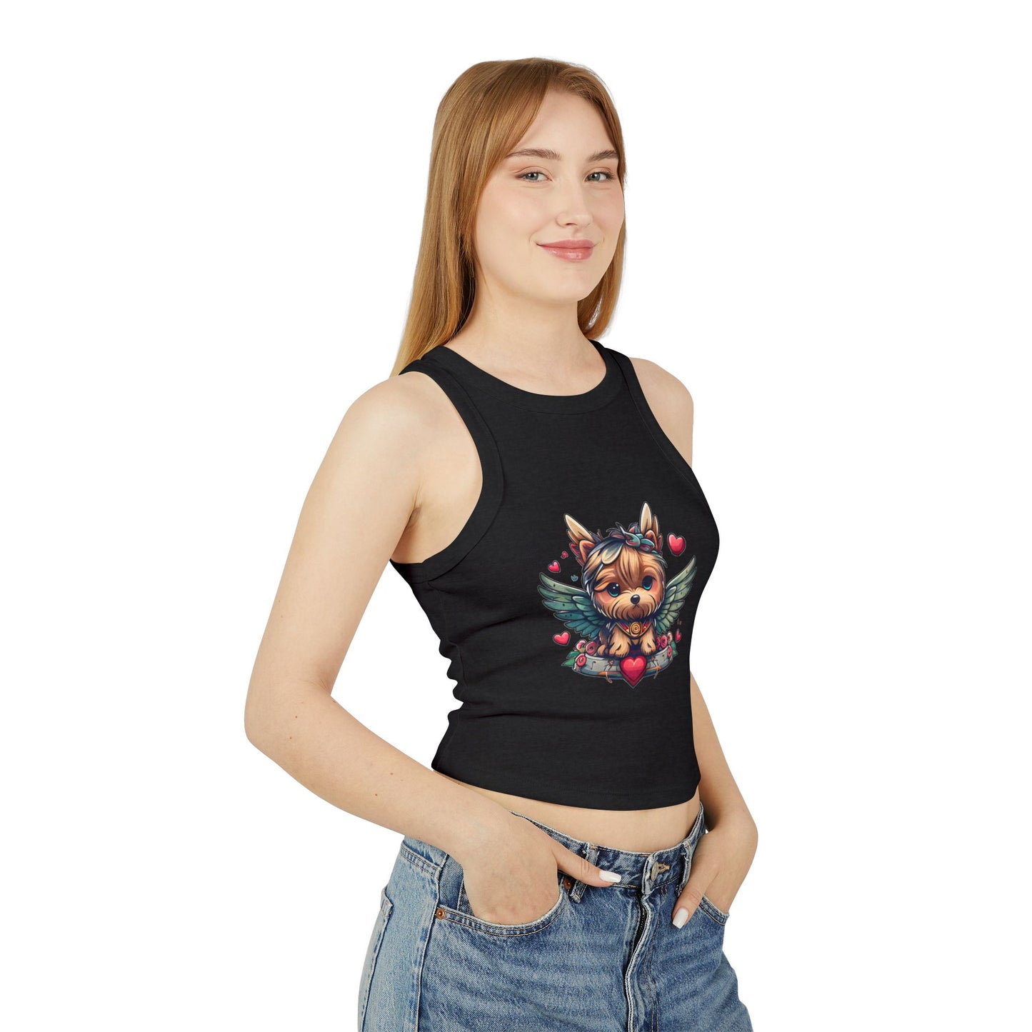 Princess Grace Cute Puppy Graphic Racerback Tank Top for Dog Lovers