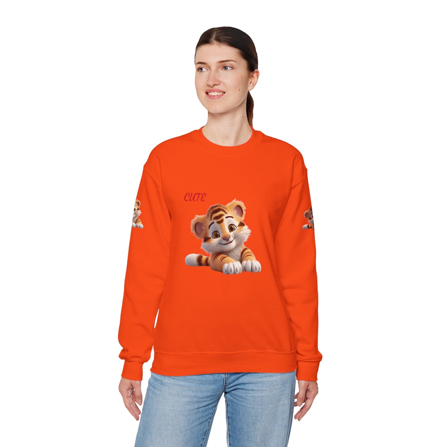 Princess Grace Cute Tiger Graphic Sweatshirt Unisex Heavy Blend Crewneck