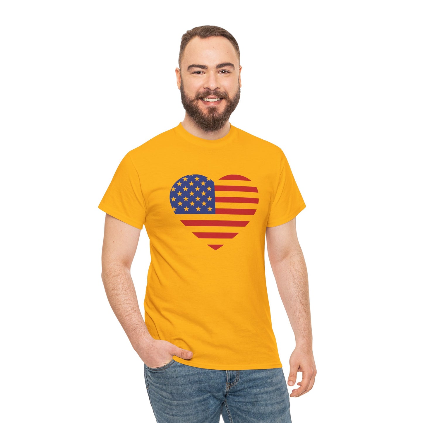 Princess Grace Patriotic Heart Unisex Heavy Cotton Tee Celebrate Freedom in Style