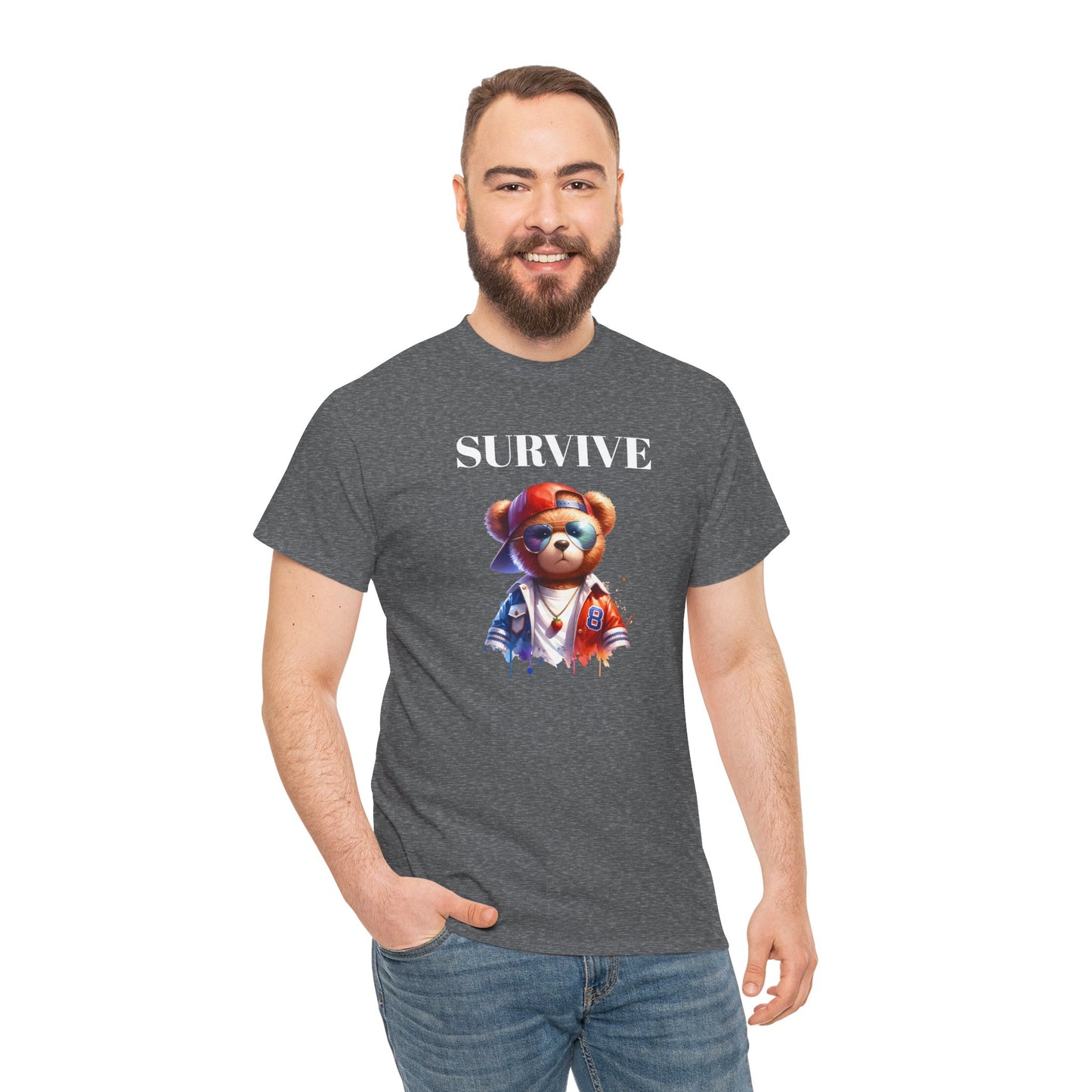 Princess Grace Cool Survive Bear Unisex Heavy Cotton Tee