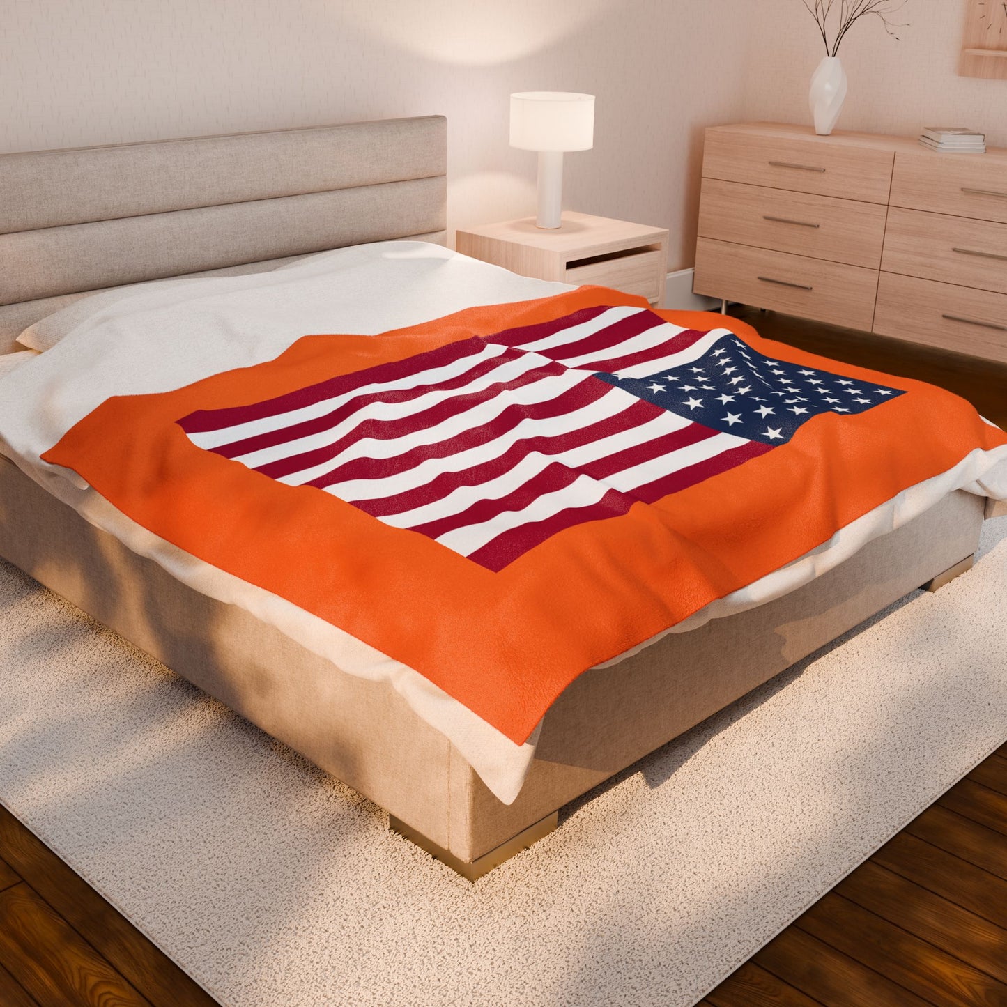 Princess Grace Cozy American Flag Velveteen Plush Blanket Ideal for Home Decor & Celebrations