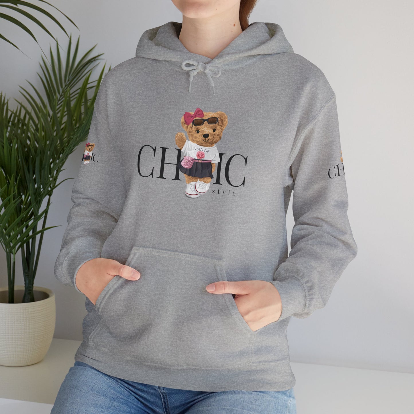 Princess Grace Chic Style Bear Unisex Hooded Sweatshirt Cute and Cozy Fashion