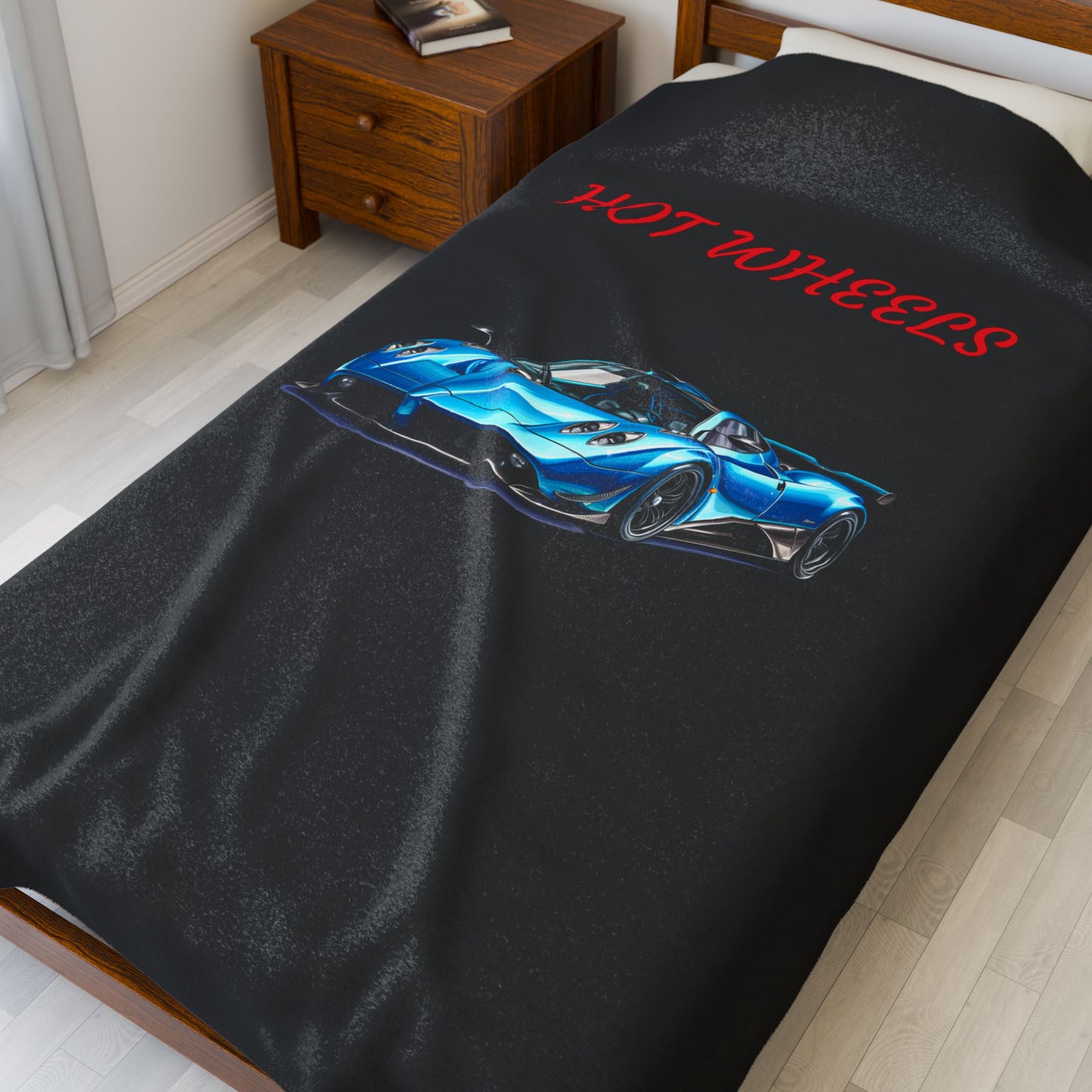 Princess Grace Hot Wheels Velveteen Plush Blanket Cozy Auto Inspired Throw for Car Lovers