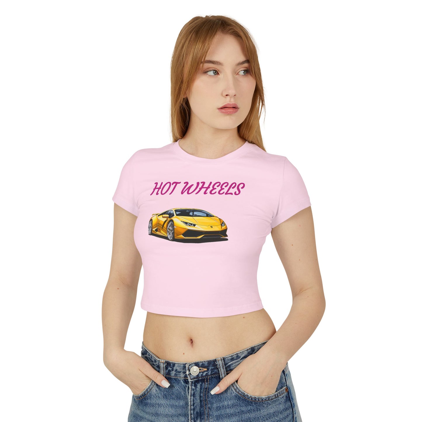 Princess Grace Women's Hot Wheels Baby Tee Cute and Stylish Car Graphic Top for Car Enthusiasts