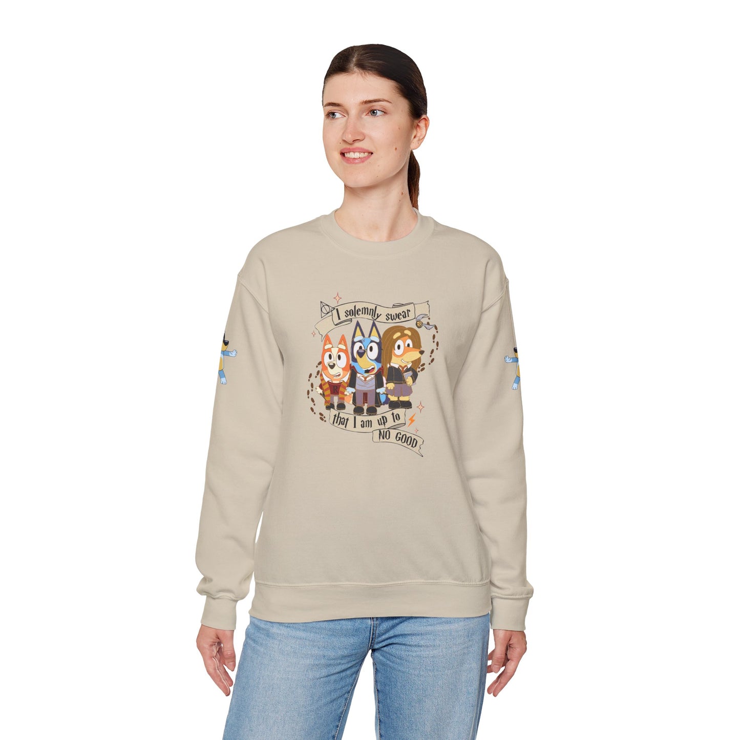 Princess Grace Bluey Unisex Funny Crewneck Sweatshirt "I Solemnly Swear That I Am Up To No Good" Perfect Gift for Family and Friends