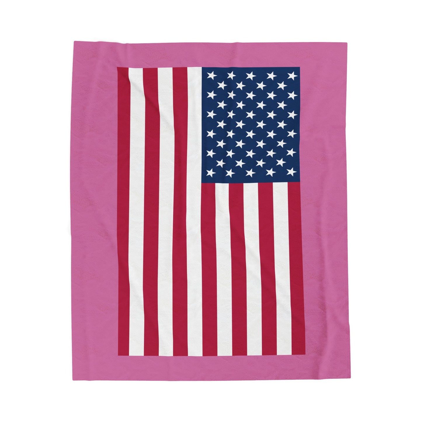 Princess Grace Cozy USA Flag Velveteen Plush Blanket Pink and White