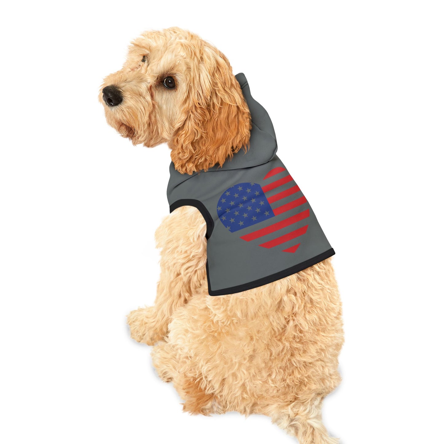 Princess Grace Patriotic Pet Hoodie with Heart Design