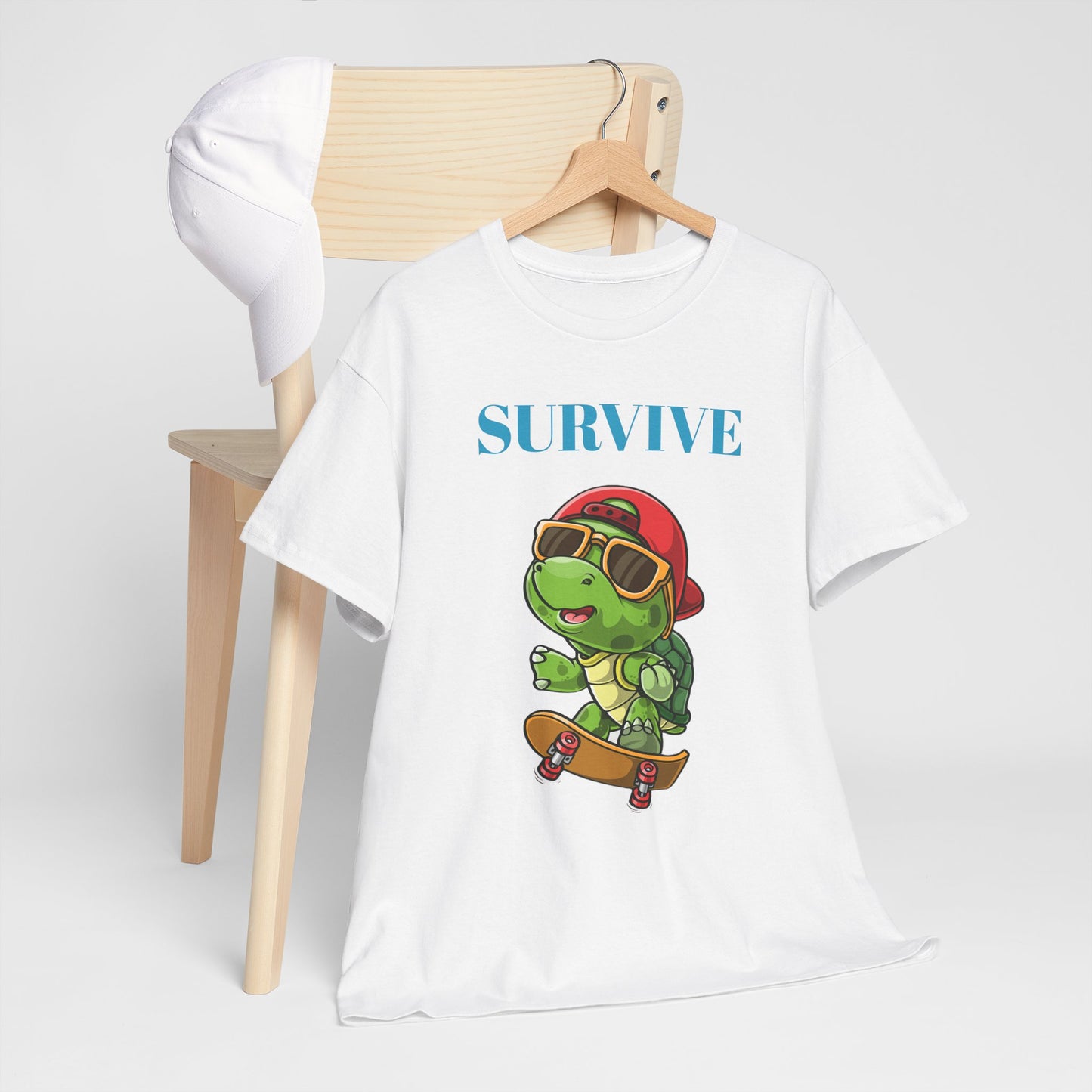 Princess Grace Cool Skateboarding Turtle Tee "Survive" Unisex Cotton T-Shirt for Fun Lovers