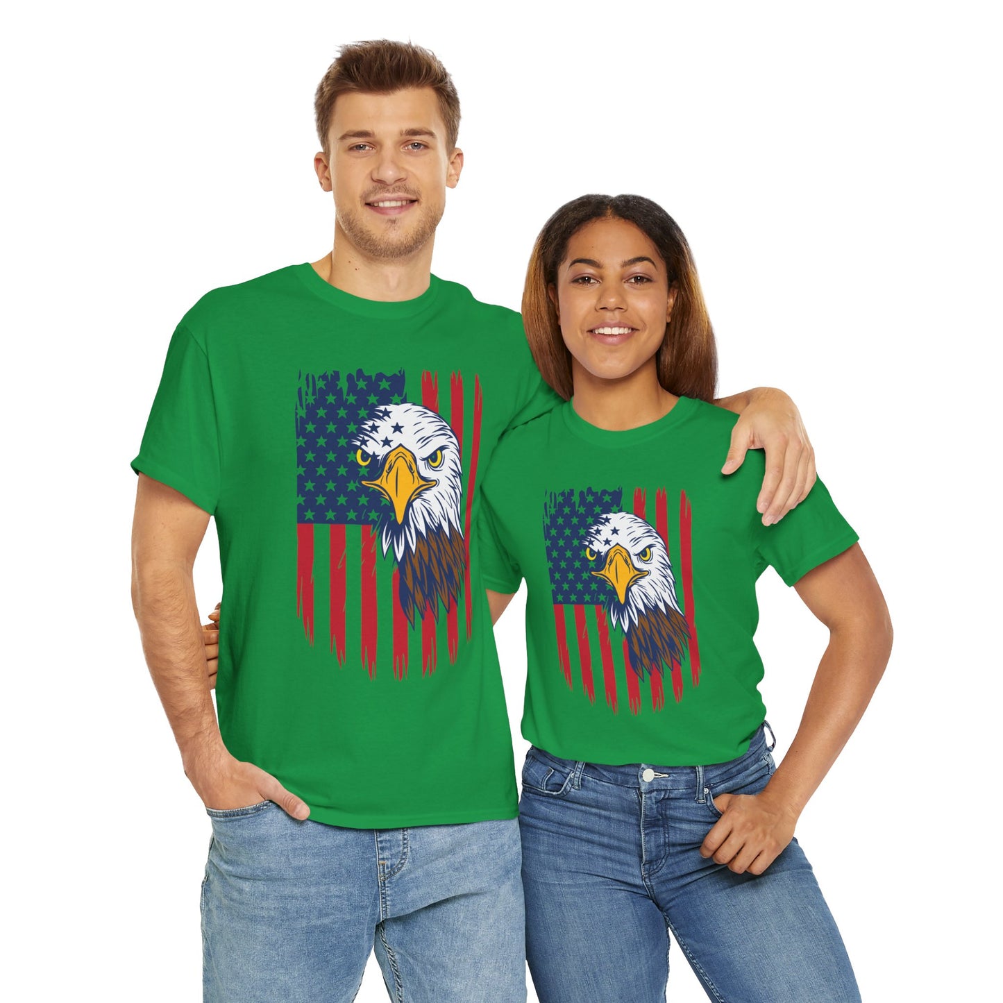 Princess Grace Eagle & American Flag Unisex Heavy Cotton Tee Patriotic Apparel for All Occasions