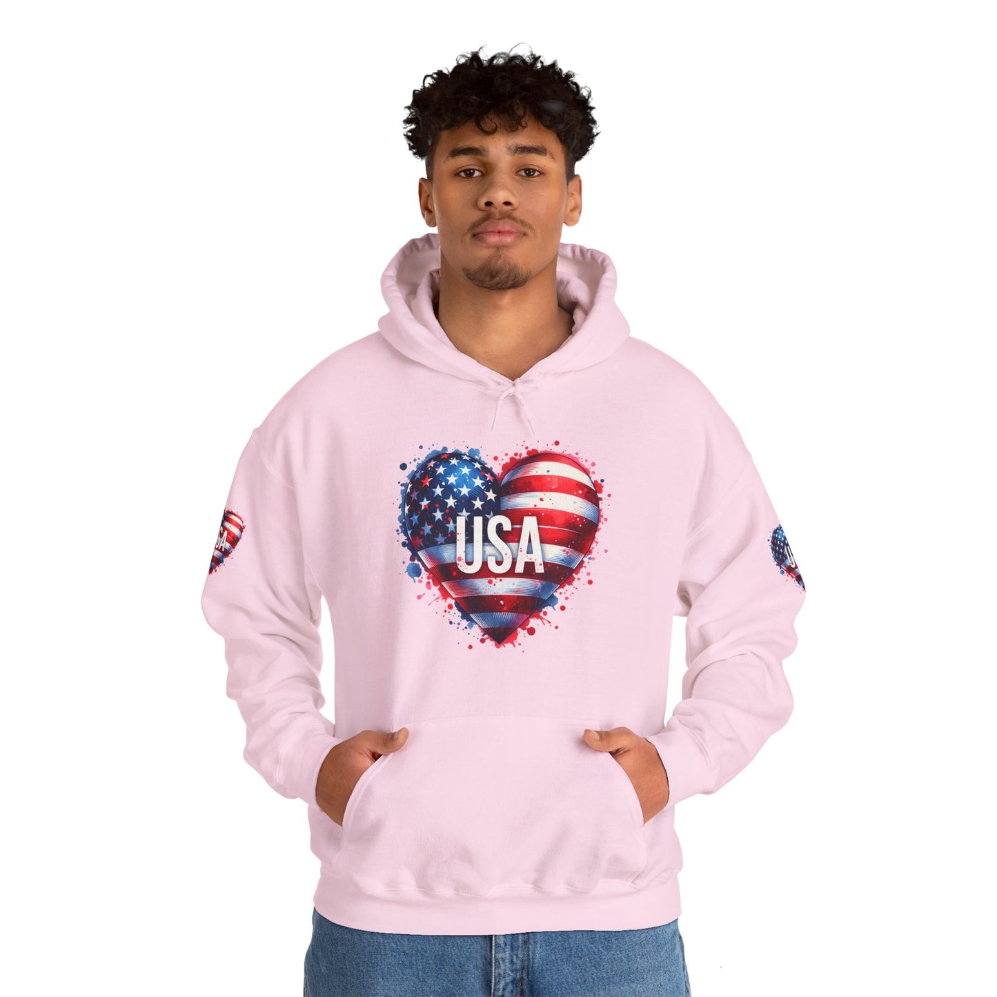 Princess Grace Patriotic Heart Hoodie for USA Lovers Unisex Heavy Blend