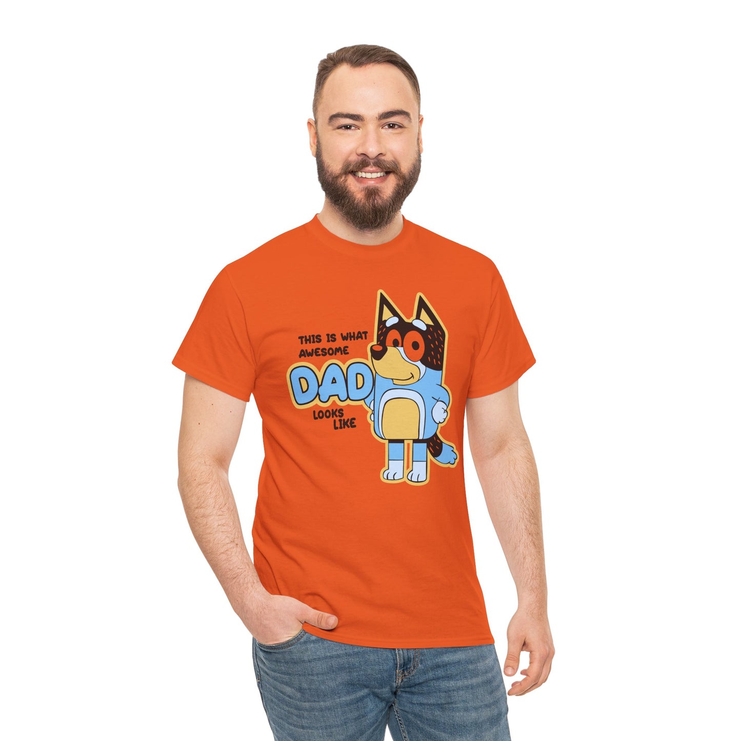 Princess Grace Bluey Awesome Dad Unisex Heavy Cotton Tee Funny Gift for Father's Day