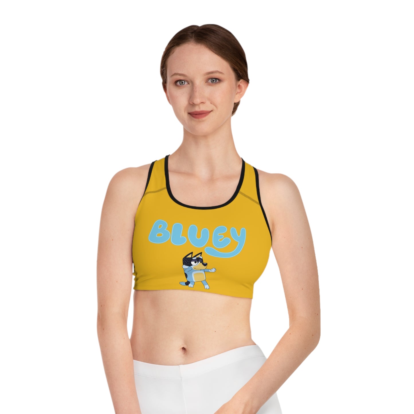 Princess Grace Bluey Graphic Sports Bra Yellow Activewear