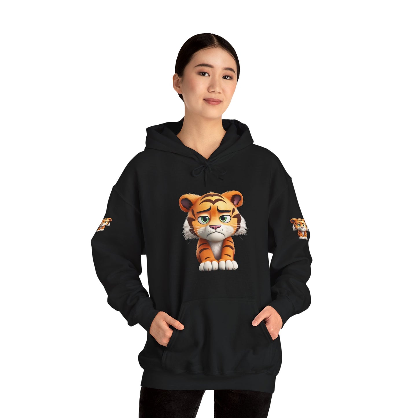 Princess Grace Playful Tiger Graphic Hoodie Unisex Heavy Blend Sweatshirt for Kids and Adults