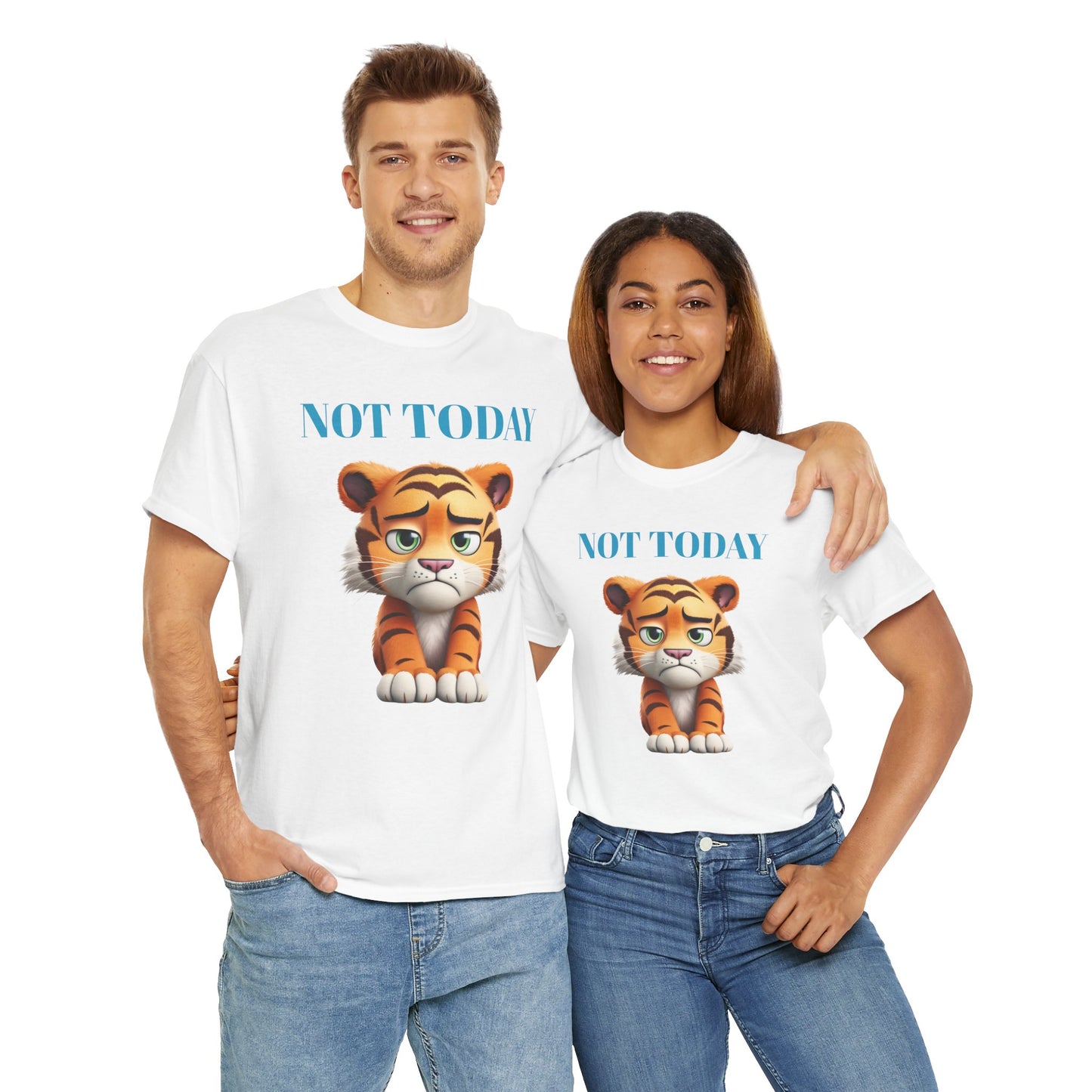 Princess Grace Not Today Tiger Unisex Heavy Cotton Tee Casual Fun Cat Graphic Shirt