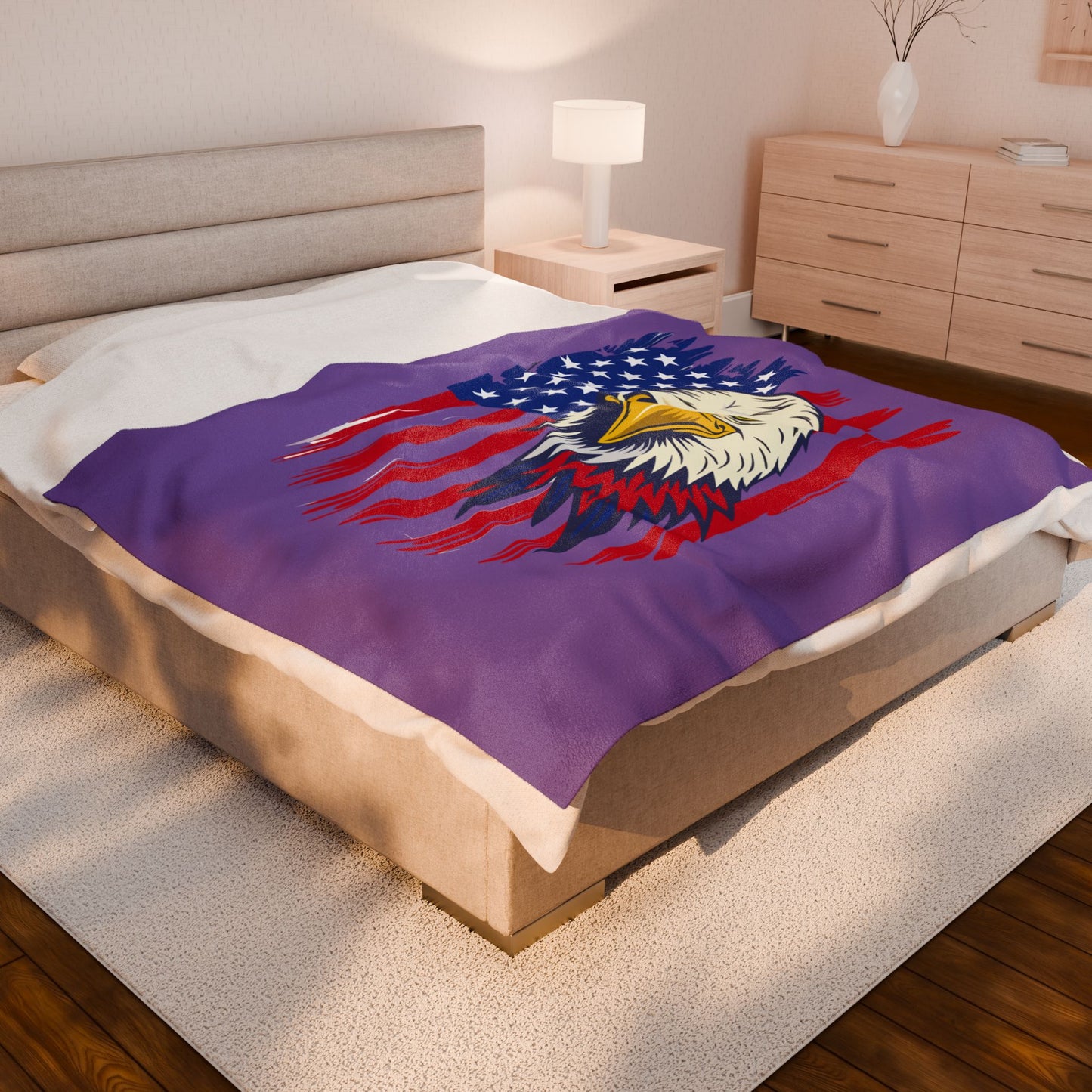 Princess Grace Patriotic Eagle Velveteen Plush Blanket Perfect for Cozy Celebrations