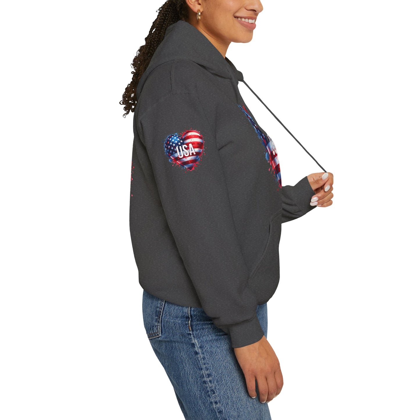 Princess Grace Patriotic Heart Hoodie for USA Lovers Unisex Heavy Blend