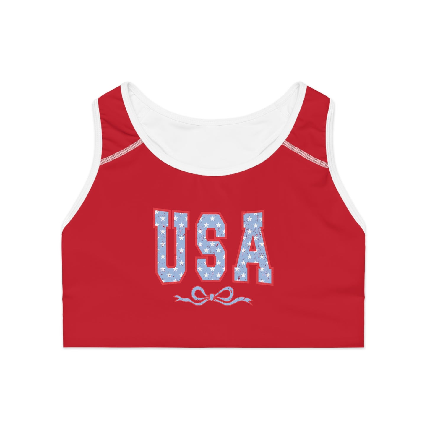 Princess Grace USA Red Sports Bra Comfortable Athletic Wear for Independence Day & Fitness Lovers