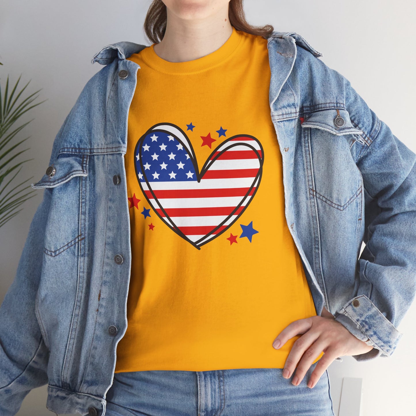 Princess Grace Patriotic Heart Unisex Heavy Cotton Tee USA Love T-Shirt