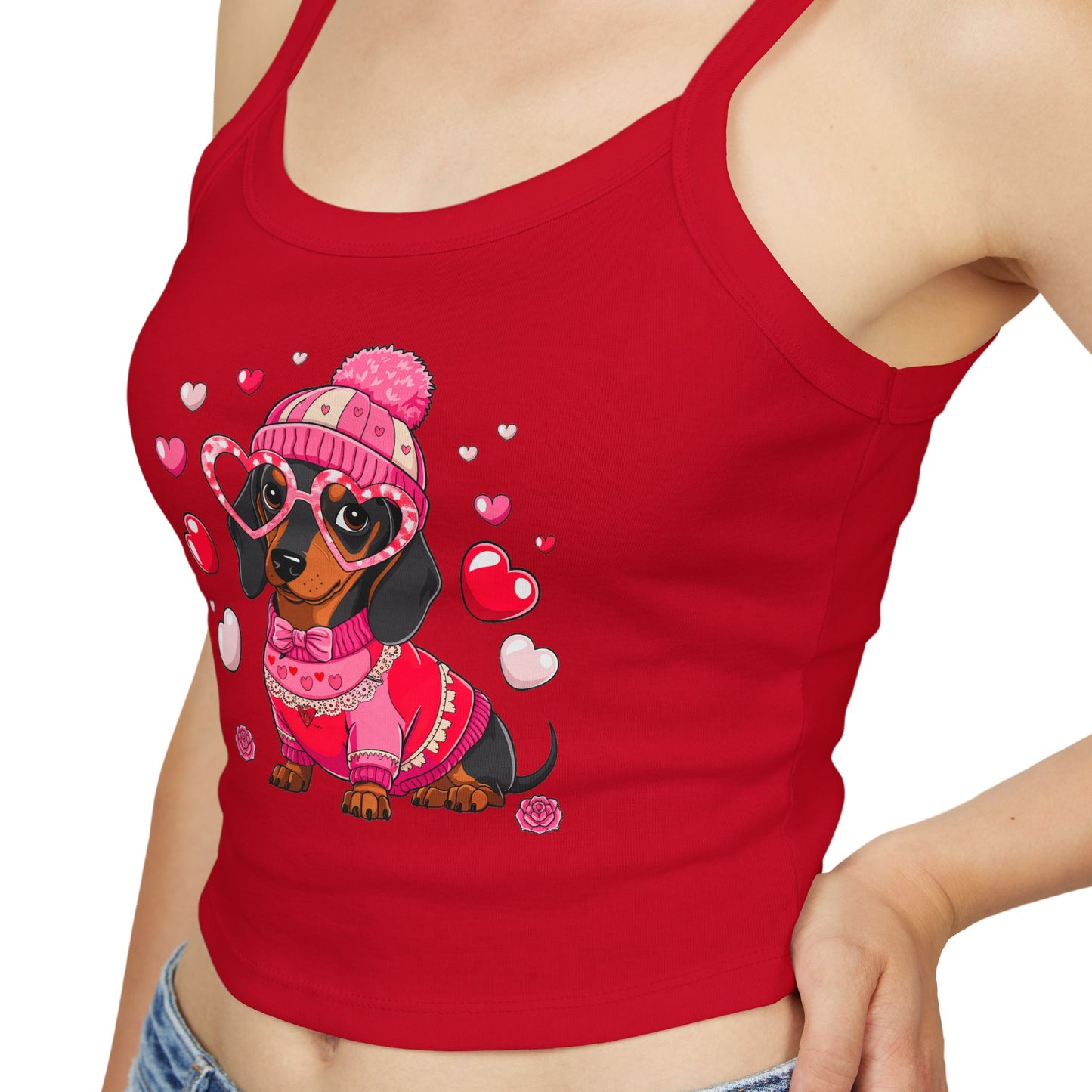 Princess Grace Cute Dachshund Love Women's Spaghetti Strap Tank Top