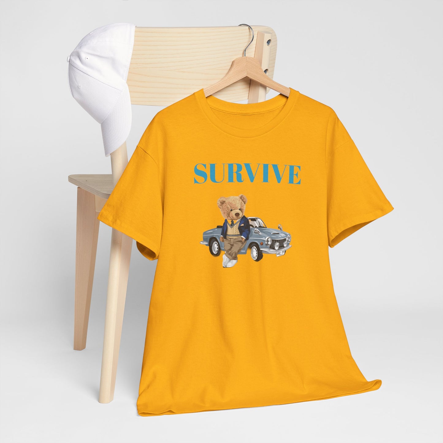 Princess Grace Survive Bear Unisex Heavy Cotton Tee Casual Comfort for Animal Lovers