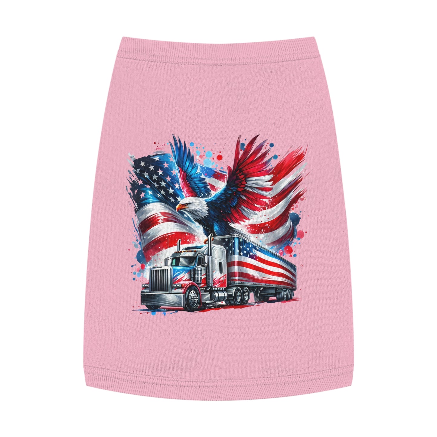 Princess Grace Patriotic Pet Tank Top with Eagle and Truck Design