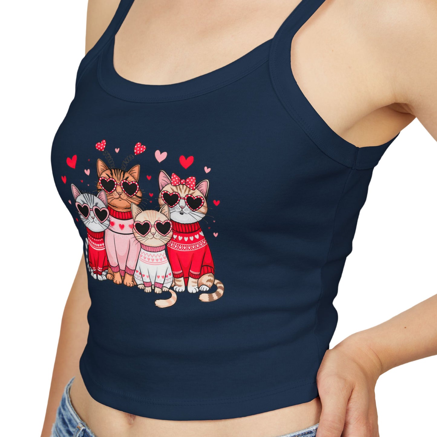 Princess Grace Cute Cats Spaghetti Strap Tank Top Perfect for Cat Lovers