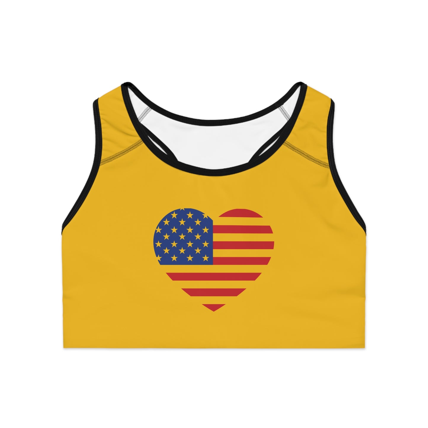 Princess Grace Patriotic Heart Sports Bra USA Flag Design